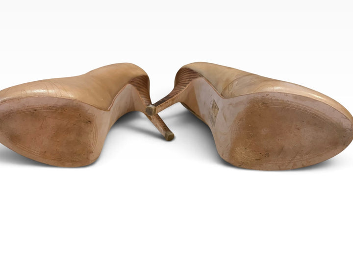 ALDO Tan Beige Genuine Leather Platform Pumps Heels Size 9 Nude Stiletto