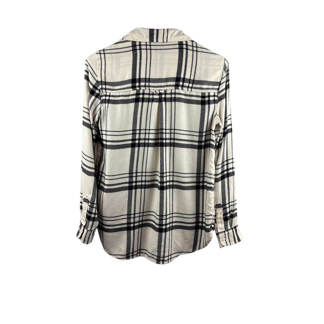 Women’s American Eagle Medium Boyfriend Fit Cream & Black Flannel