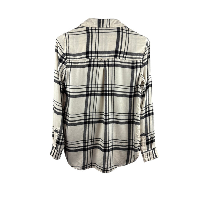 Women’s American Eagle Medium Boyfriend Fit Cream & Black Flannel