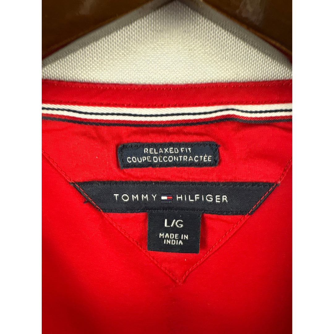 Women’s Tommy Hilfiger Large Bright Red Long Sleeve Half Zip Blouse