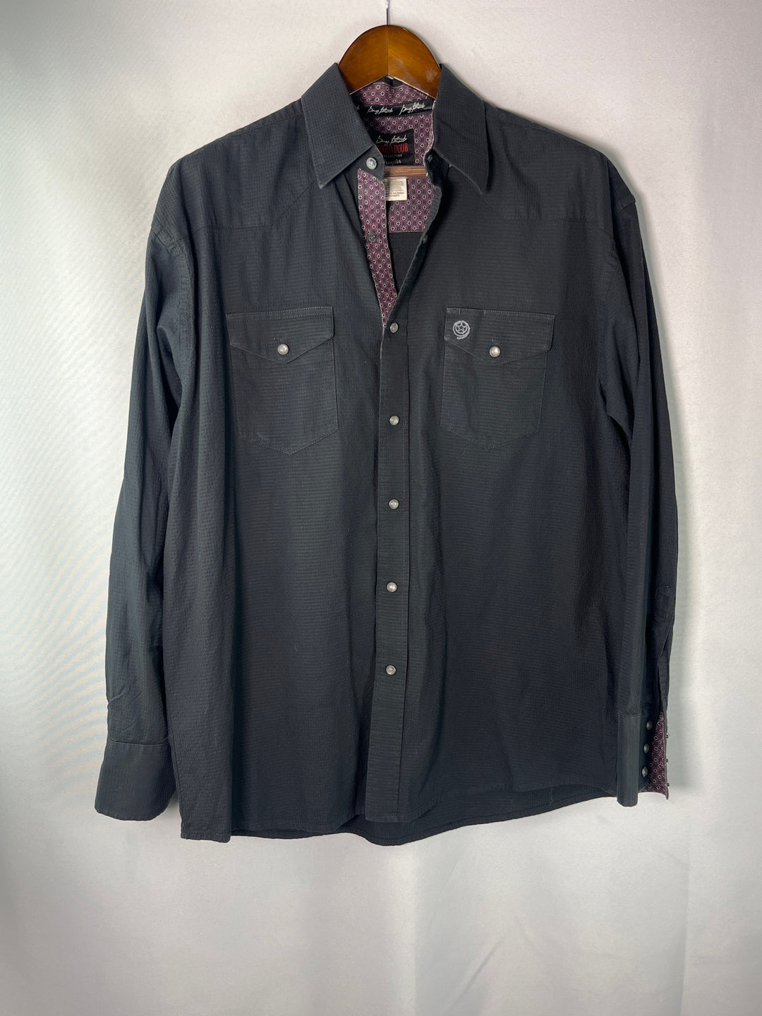 Mens Wrangler George Strait Troubadour Long Sleeve Black Snap Shirt Large