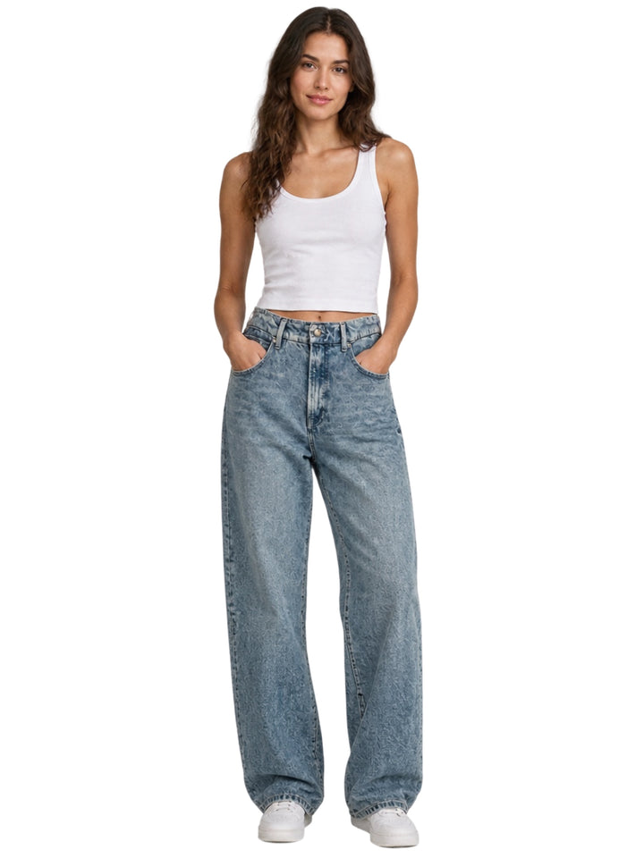 Good American Womens 90s Sky High Rise Light Wash Relaxed Jeans Size 6