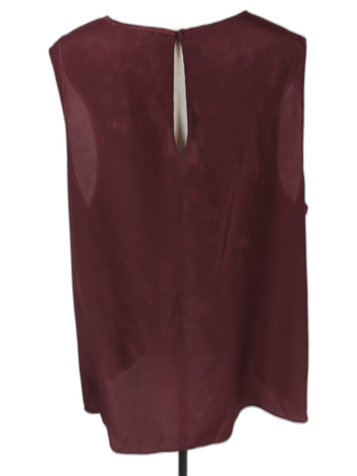 Womens Michael Kors Sleeveless Studded Blouse Merlot Size 2X