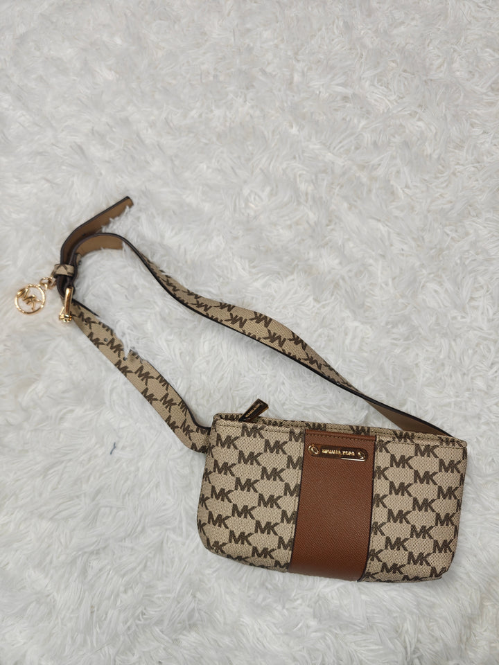 Womens Michael Kors Adjustable Belt Bag Beige Brown One Size