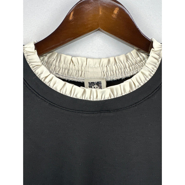 Women’s Anne Klein Long Black and Cream Ruffled Jersey Size L