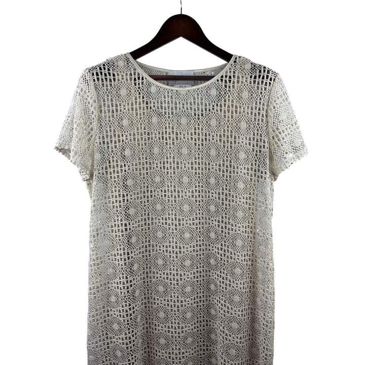 Womens Paquette Too! Size 16 Cream Knit Mesh Maxi Dress