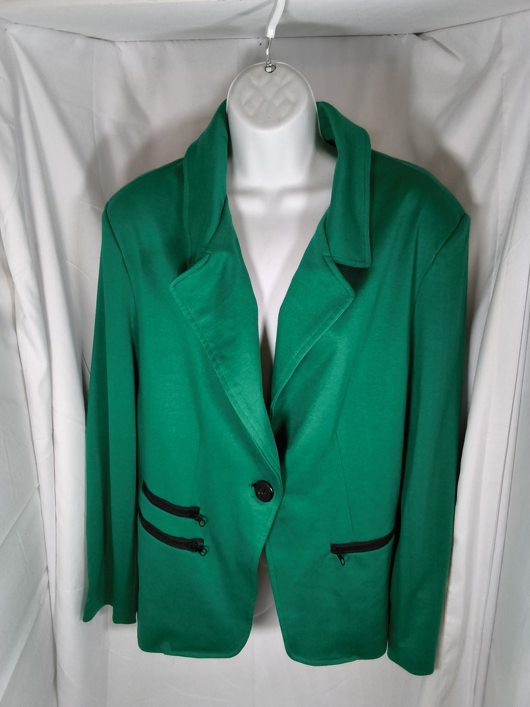 Robert Louis Green Single Button Blazer Jacket With Zipper Pockets Size 2X