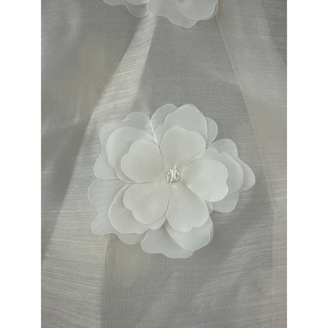 Women’s Adrianna Papell Cream Sheer Floral Appliqué Blouse Size L