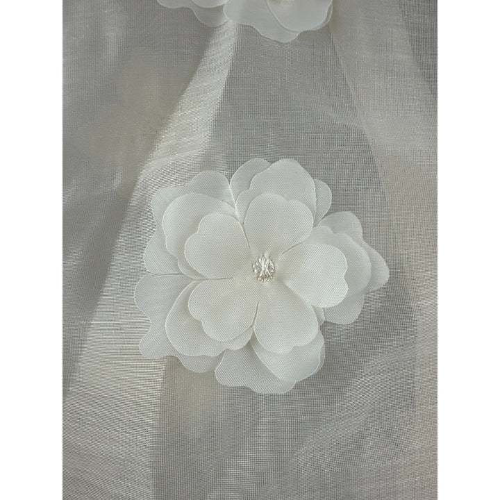Women’s Adrianna Papell Cream Sheer Floral Appliqué Blouse Size L