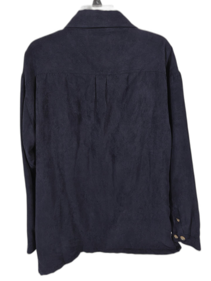Mens St Johns Bay Faux Suede Shirt Jacket Navy Blue XL Quilted Lining