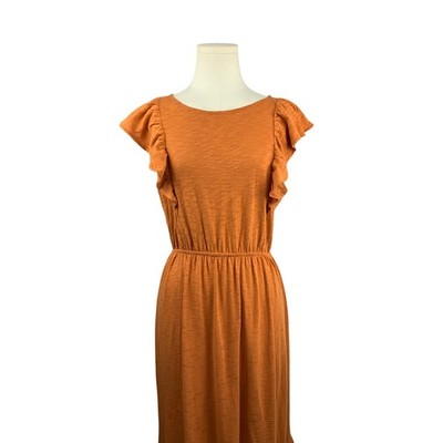 Women's J.Crew Orange Long Summer Dress , 100% Cotton - Size S