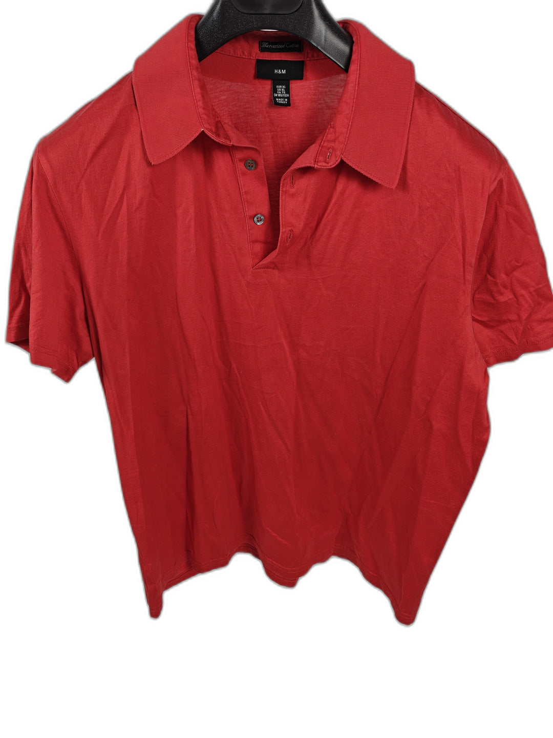 Men’s H&amp;M Polo Shirt Red Mercerized Cotton Size XL
