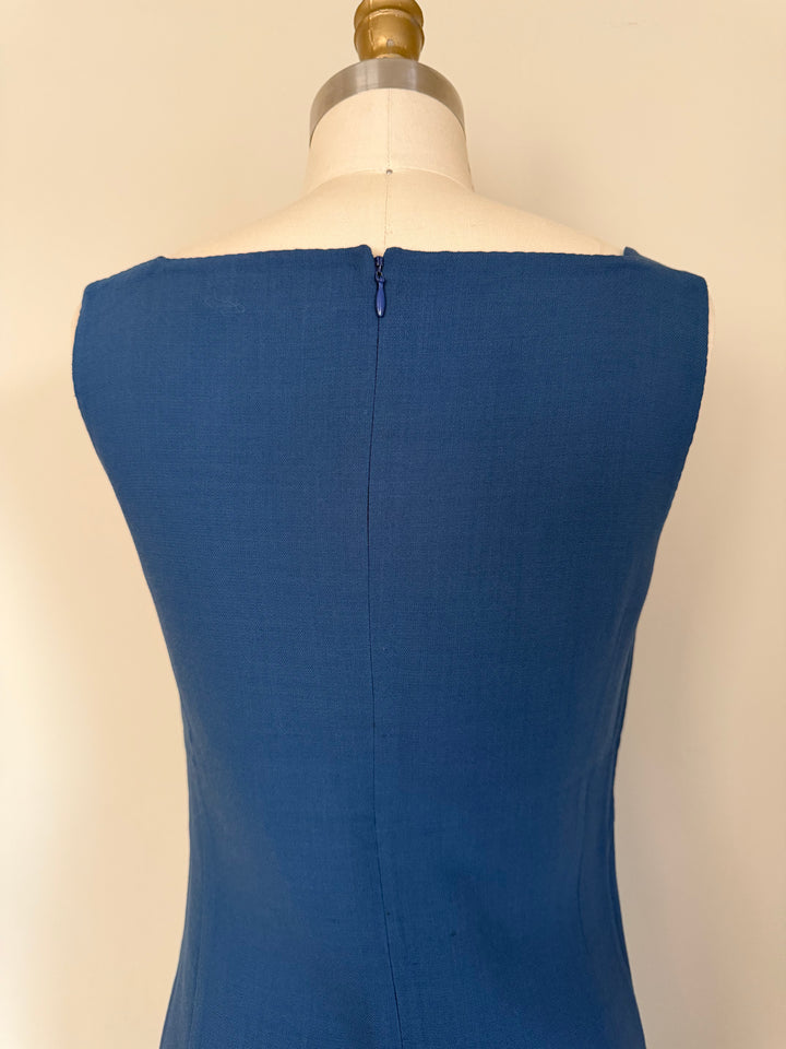 Vintage Calvin Klein Collection Archive 1990s Minimalist Blue Sheath Dress