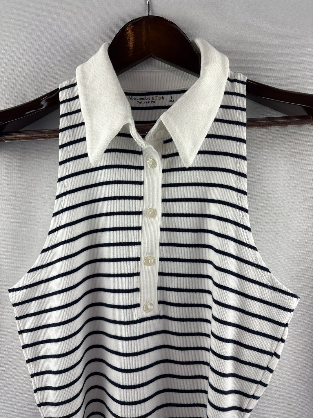 Women’s Abercrombie &amp; Fitch Large White &amp; Black Striped Bodysuit