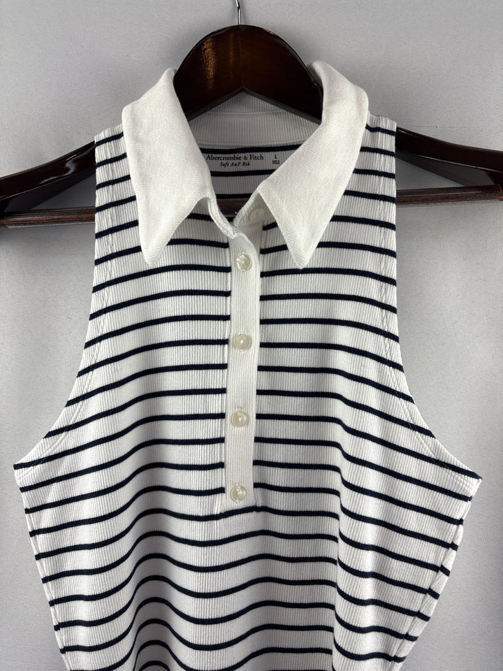 Women’s Abercrombie &amp; Fitch Large White &amp; Black Striped Bodysuit