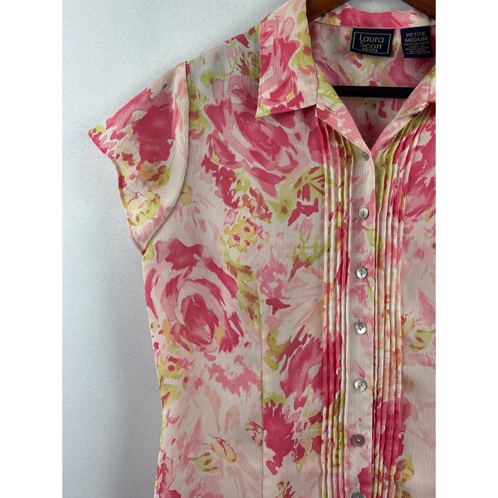 Laura Scott Petite Medium Floral Button-Up Blouse