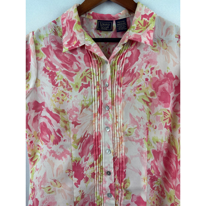 Laura Scott Petite Medium Floral Button-Up Blouse