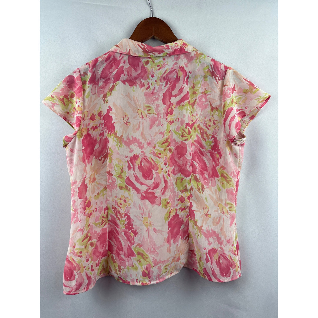 Laura Scott Petite Medium Floral Button-Up Blouse