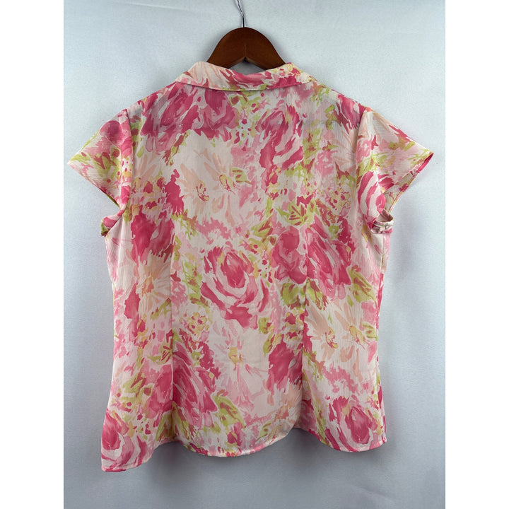 Laura Scott Petite Medium Floral Button-Up Blouse