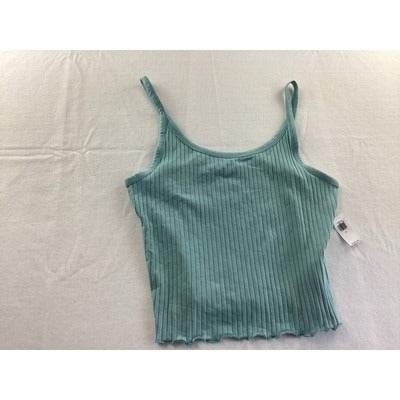 Old Navy Womens Ribbed Tank Top XL Cotton-Blend Blue Green