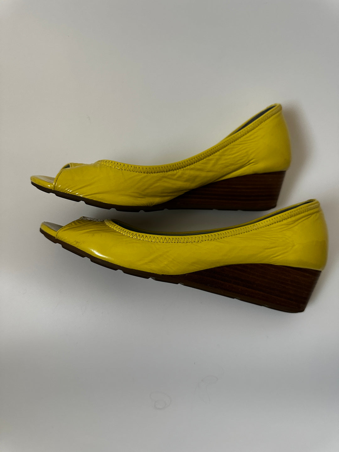 Cole Haan Tali Nike Air Peep-Toe Wedge Pumps in Citron