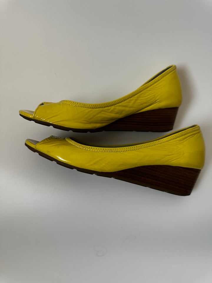 Cole Haan Tali Nike Air Peep-Toe Wedge Pumps in Citron