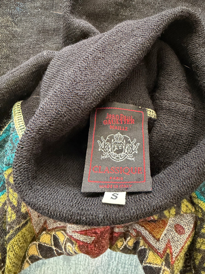 Jean Paul Gaultier Maille Classique Banknote Print 100% Wool Graphic Turtleneck Sweater S