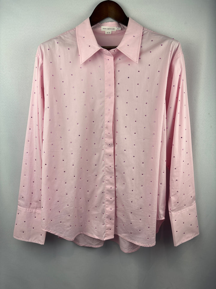 Women’s Good American Size 3/4 Bejeweled Light Pink Button Up