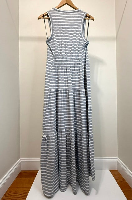 Lucky Brand Striped Tank Maxi Knit Stretchy Dress – Gray/White SzL