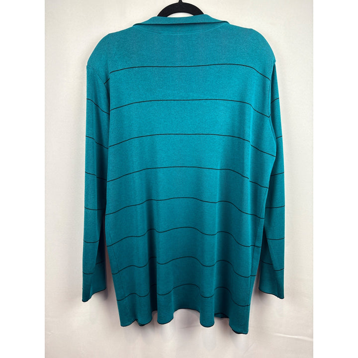 Women’s Howard Wolf Escape Size Large Dark Teal & Black Striped Long Sleeve Sweater