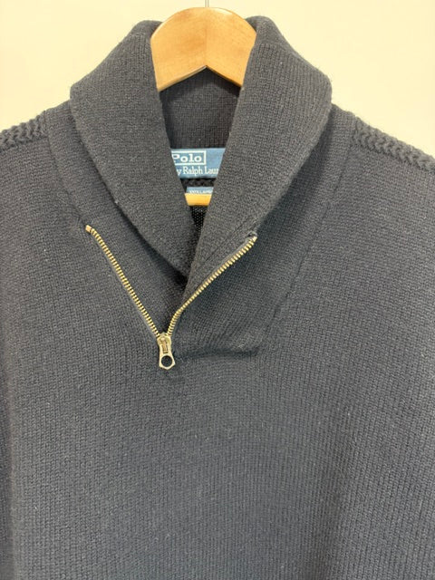 Polo Ralph Lauren Lambswool Half‑Zip Black Sweater SzL