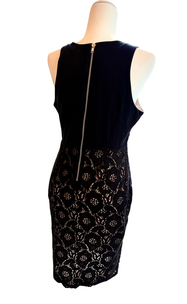 H&amp;M Black Lace Floral Sheath Midi Women&