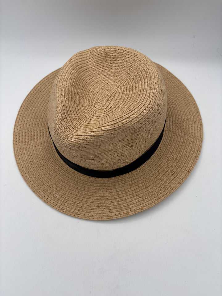Women’s Madewell Tan Woven Fedora w/ Black Ribbon