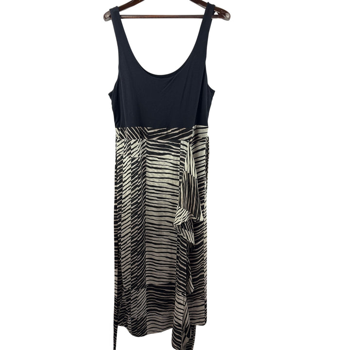 Women’s Cabi XL Black Zebra Striped Sleeveless Maxi Dress