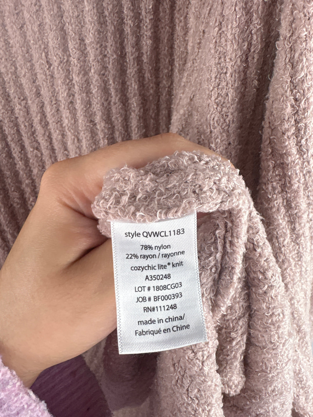 Women’s Barefoot Dreams L/XL Mauvish Beige Cardigan