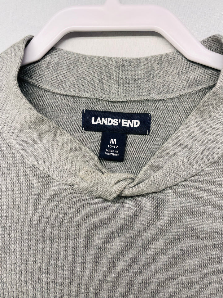 Lands’ End Women’s Gray Cotton Short Sleeve Sweater Knit Pullover Casual Top