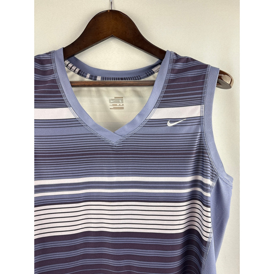 Women’s Nike Large Periwinkle, White, & Purple Striped Sports Tank