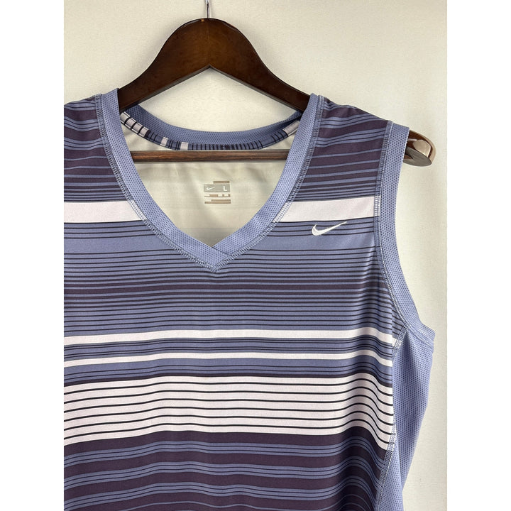Women’s Nike Large Periwinkle, White, & Purple Striped Sports Tank