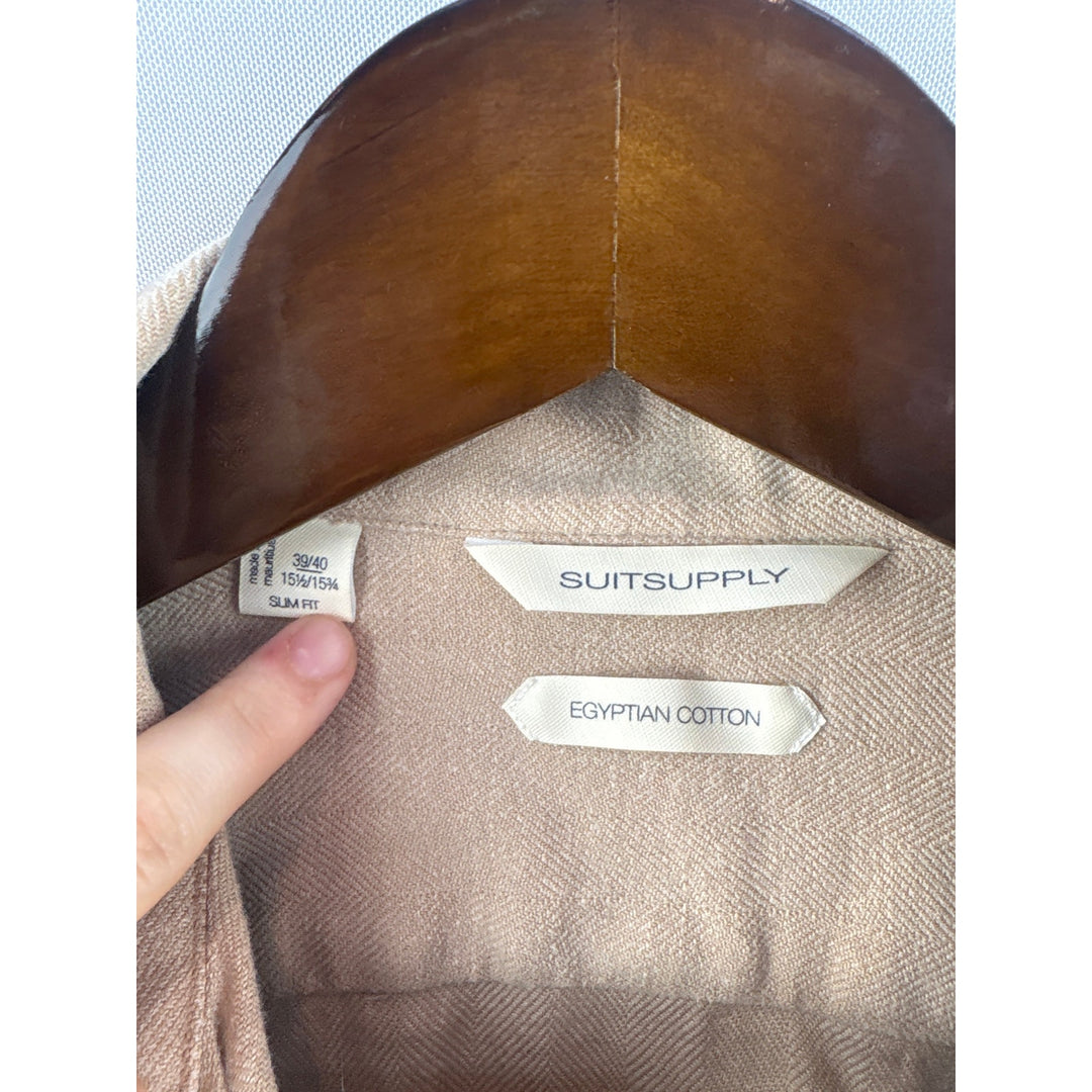 Men’s SuitSupply Size 38/15 Tan Button Up Shirt