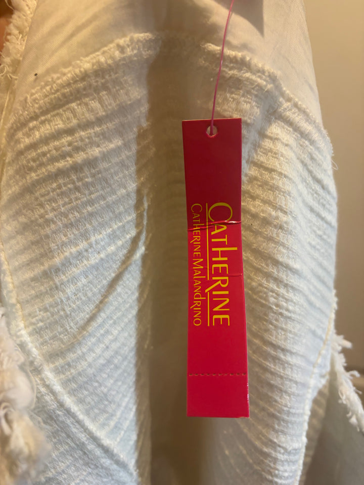 Catherine Malandrino White Tweed Frayed Blazer Jacket Size S NWT Preppy