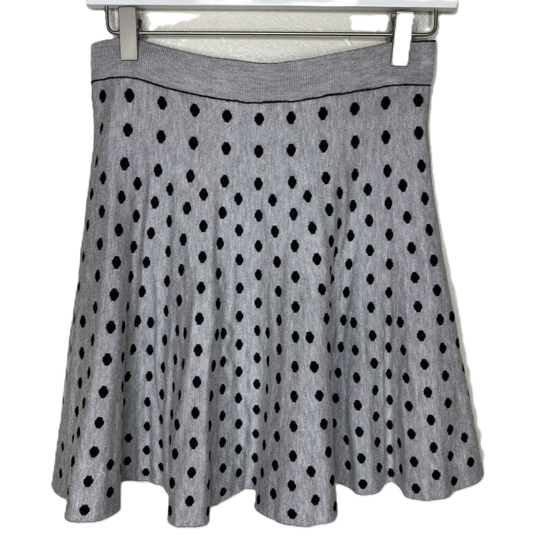 NWT Bethany Mota Black & Gray Polka Dot Reversible Knit Skater Skirt, Medium