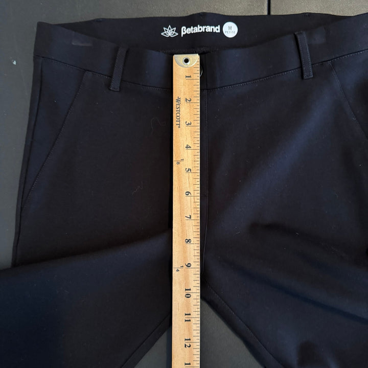 Betabrand Black DPYP Dress Pants Yoga Pants Bootcut Stretch Pants, Medium Petite