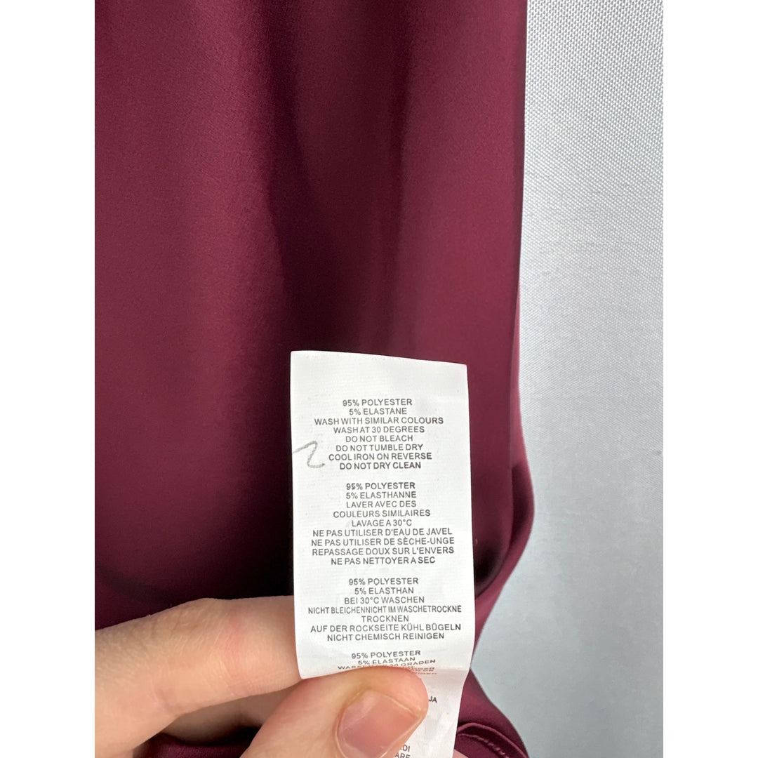 Women’s Nasty Gal Size 4 Burgundy Satin Midi Skirt