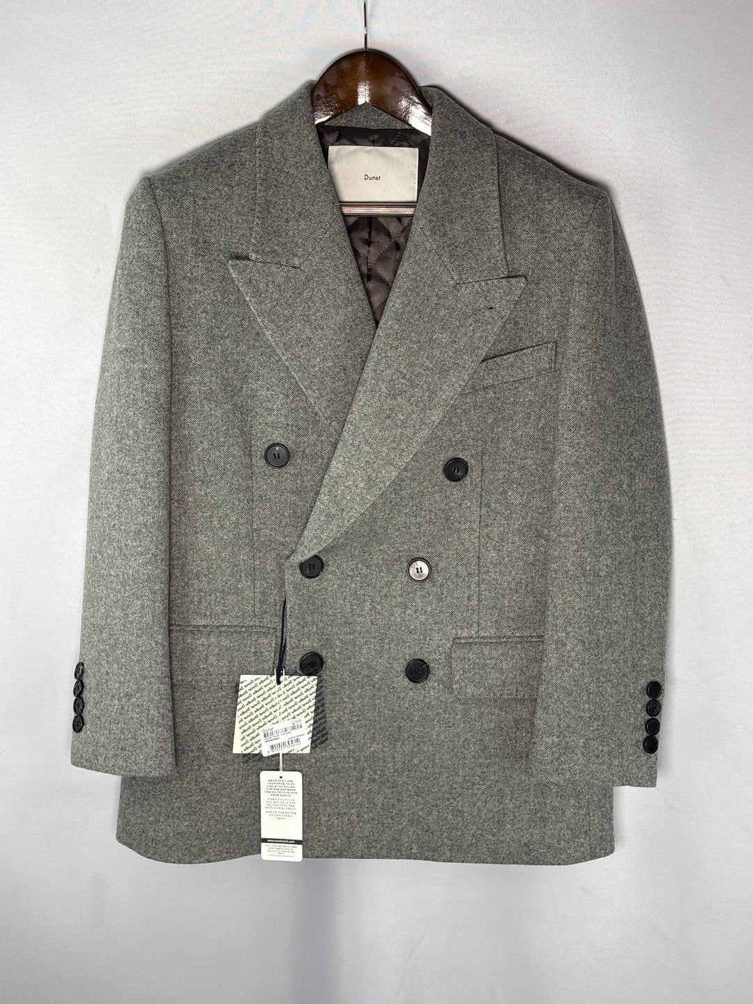 Unisex Dunst XS Light Gray Heavy Wool Double Breasted Blazer