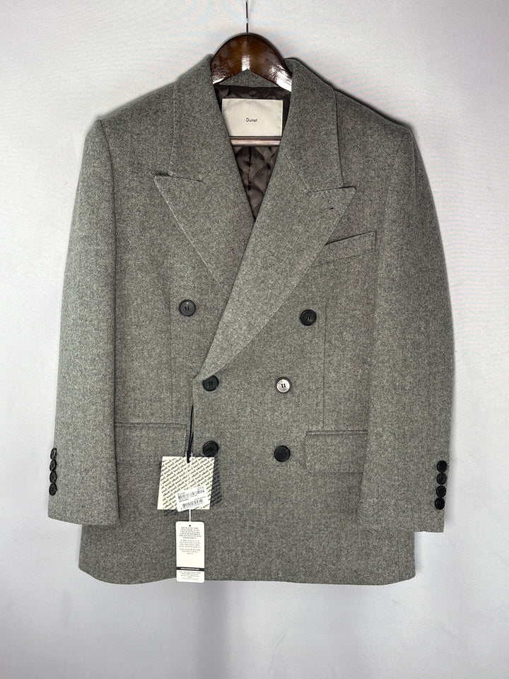 Unisex Dunst XS Light Gray Heavy Wool Double Breasted Blazer