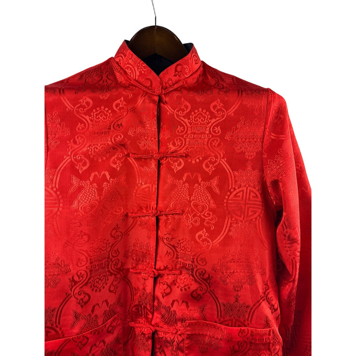 Women’s Large Reversible Red & Black Kimono Style Blouse w/ Ornate Pattern