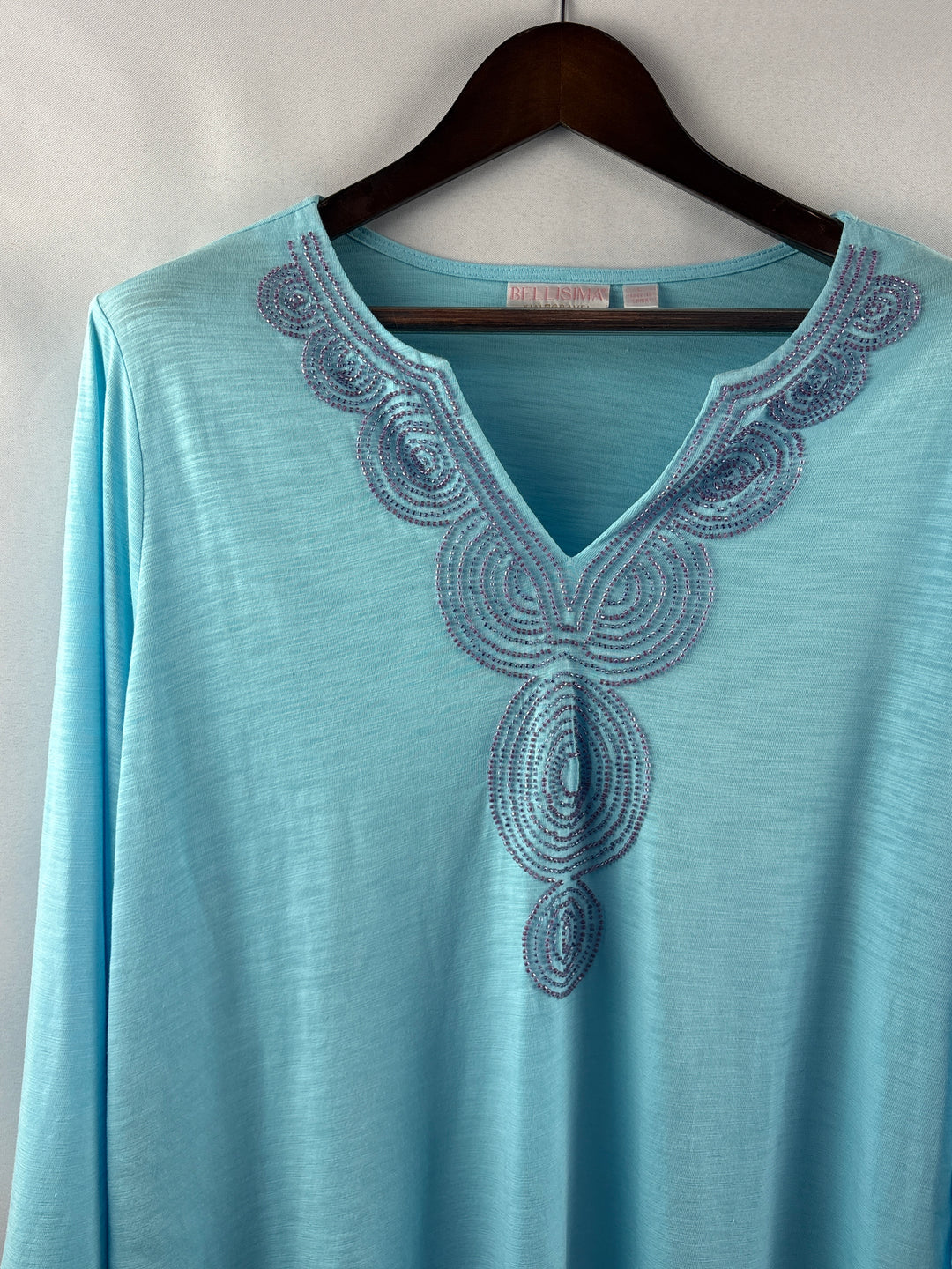 Women’s Bellisima Kim Gravel Large Aqua Beaded Blouse
