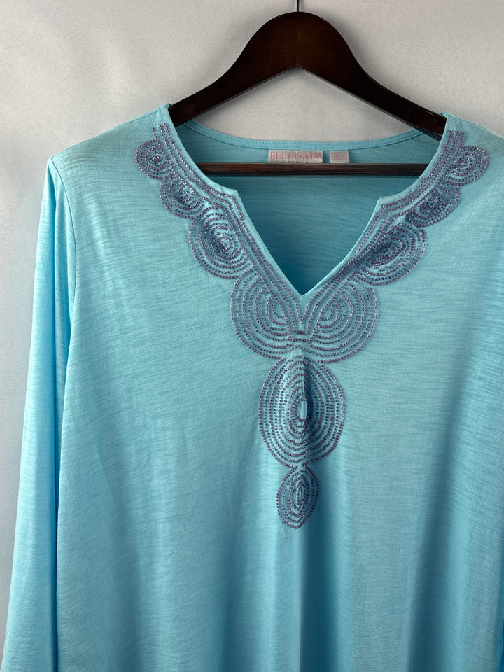 Women’s Bellisima Kim Gravel Large Aqua Beaded Blouse