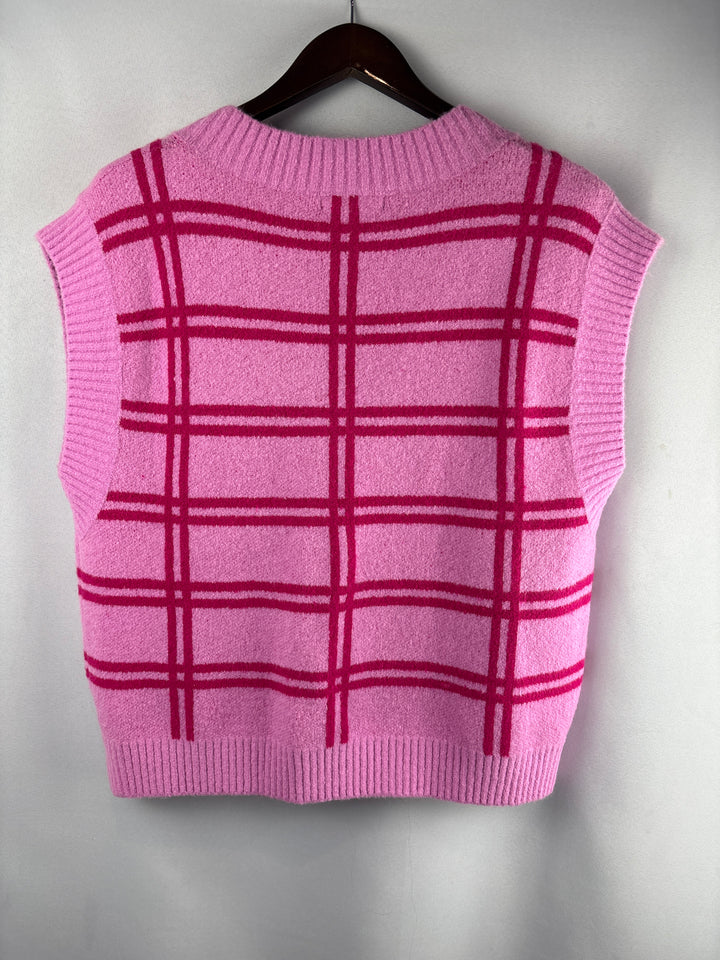 Women’s Grey Lab Large Pink Plaid Sweater Vest