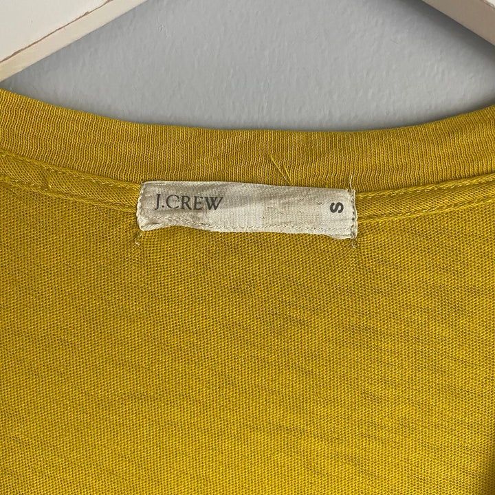 J.Crew T Shirt Vintage Y2K Lagenlook Patchwork Yellow Flower Vneck sz S Cotton